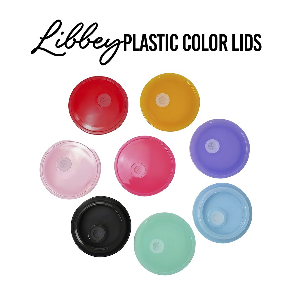 16oz Libbey Glass Can Plastic Colored Lids - Embedded Designz