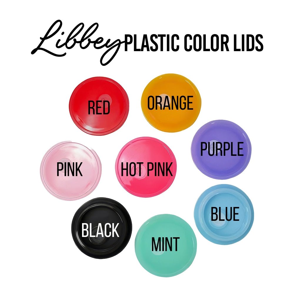 16oz Libbey Glass Can Plastic Colored Lids - Embedded Designz
