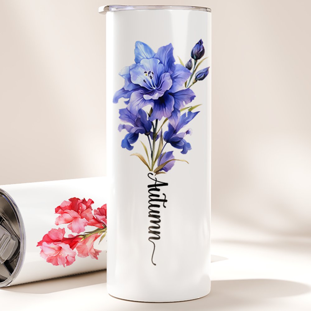 Custom Birth Month Flower Stainless Steel Tumbler - Embedded Designz