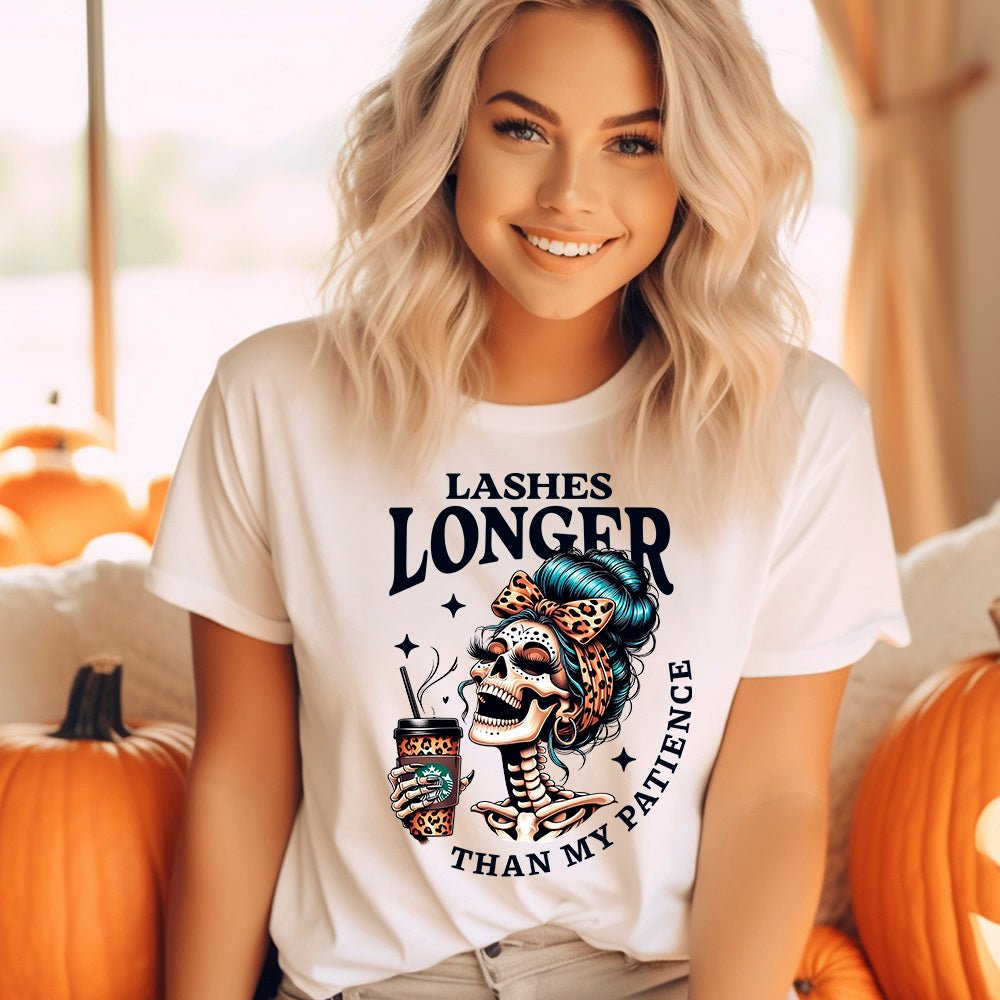 Lashes Longer Than My Patience Premium Halloween T-Shirt - Embedded Designz