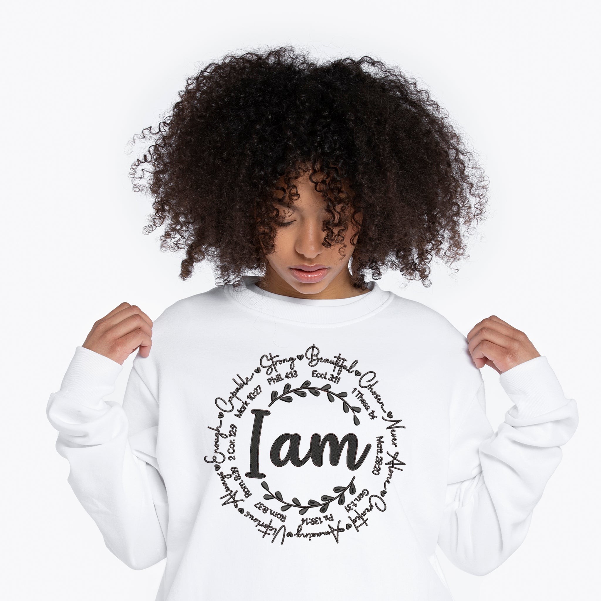 "I Am" Premium Embroidered Cotton Sweatshirt - Embedded Designz