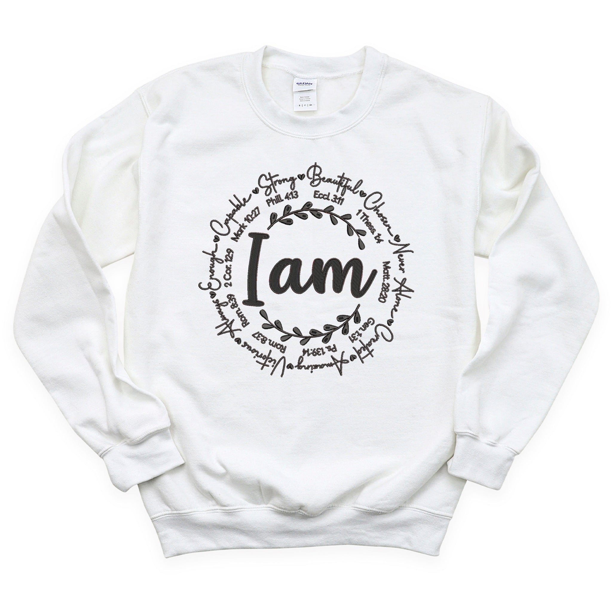 "I Am" Premium Embroidered Cotton Sweatshirt - Embedded Designz