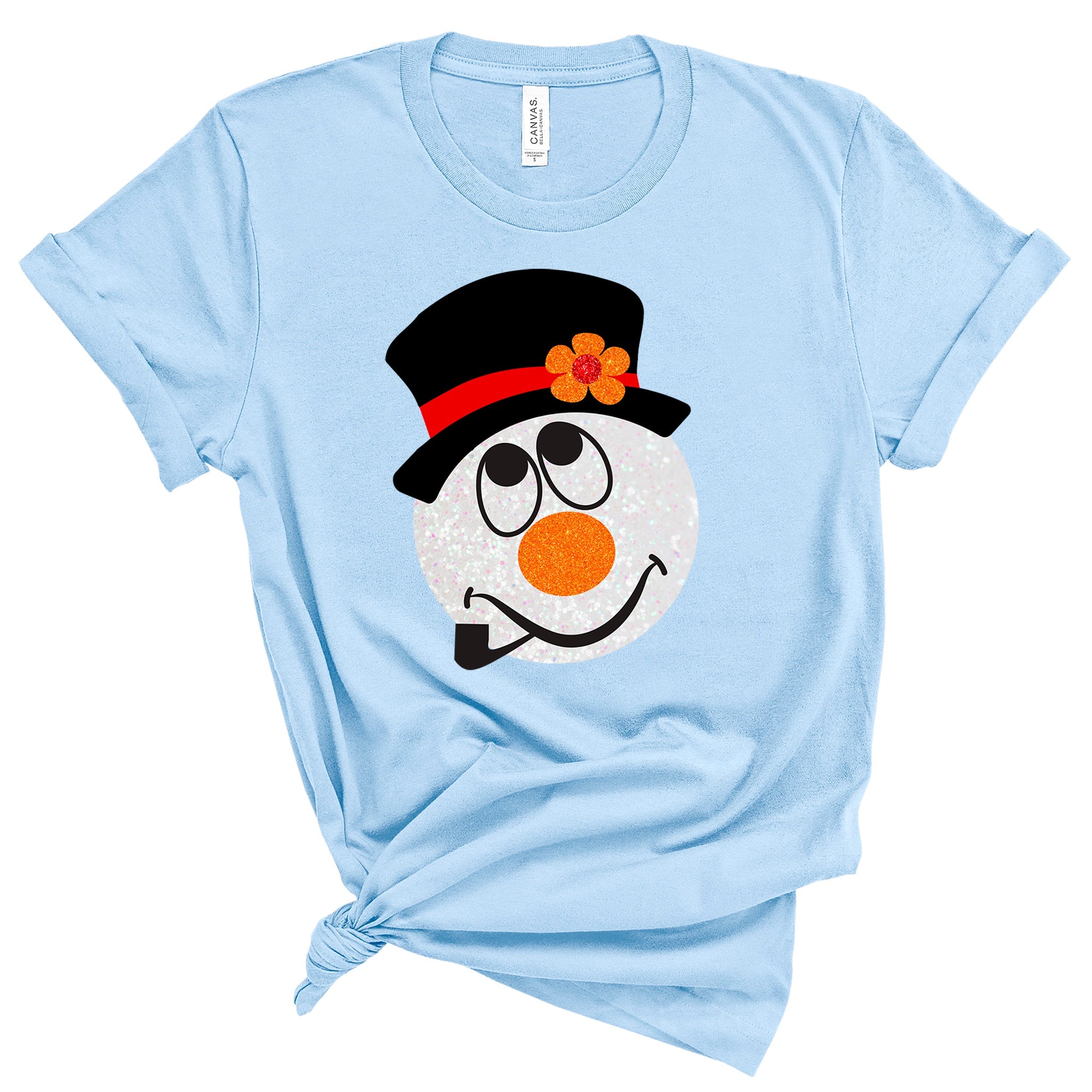 Sparkly Snowman Premium T-Shirt - Embedded Designz