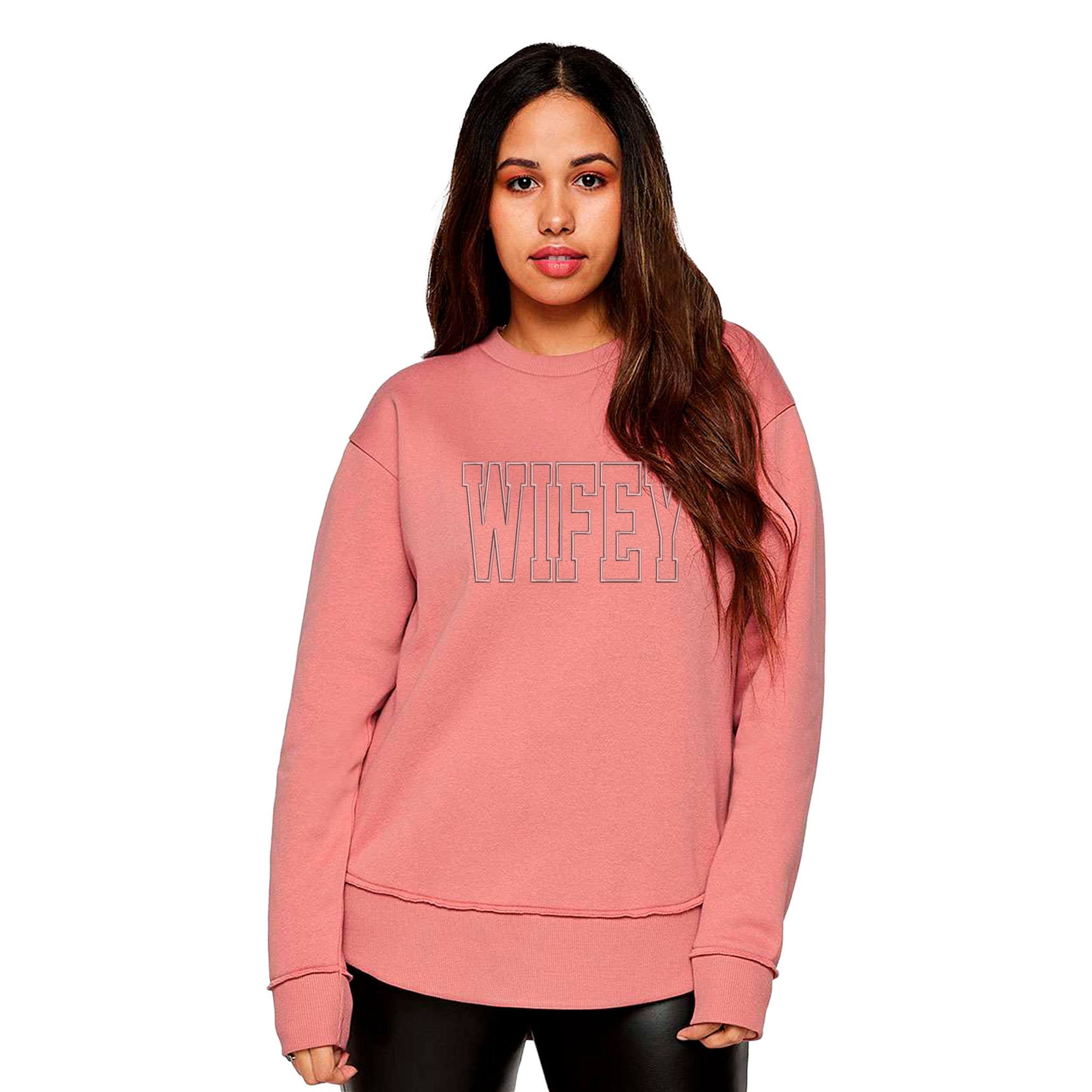 Wifey Premium Embroidered Cotton Sweatshirt - Embedded Designz