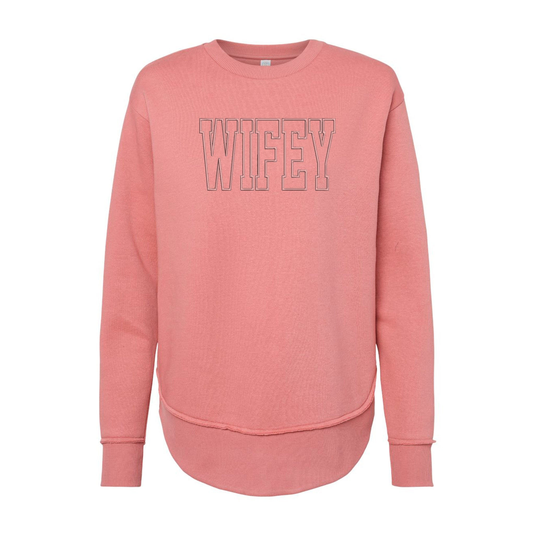 Wifey Premium Embroidered Cotton Sweatshirt - Embedded Designz