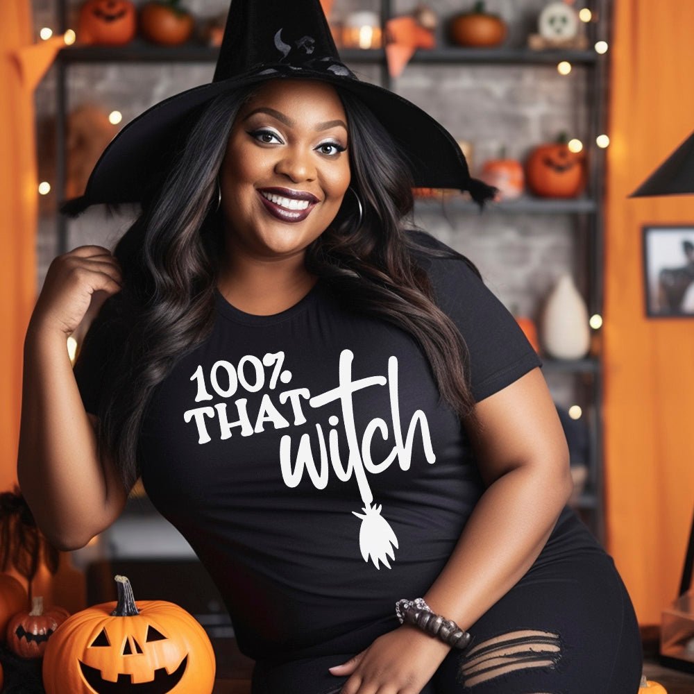 100% That Witch Premium Halloween T-Shirt - Embedded Designz