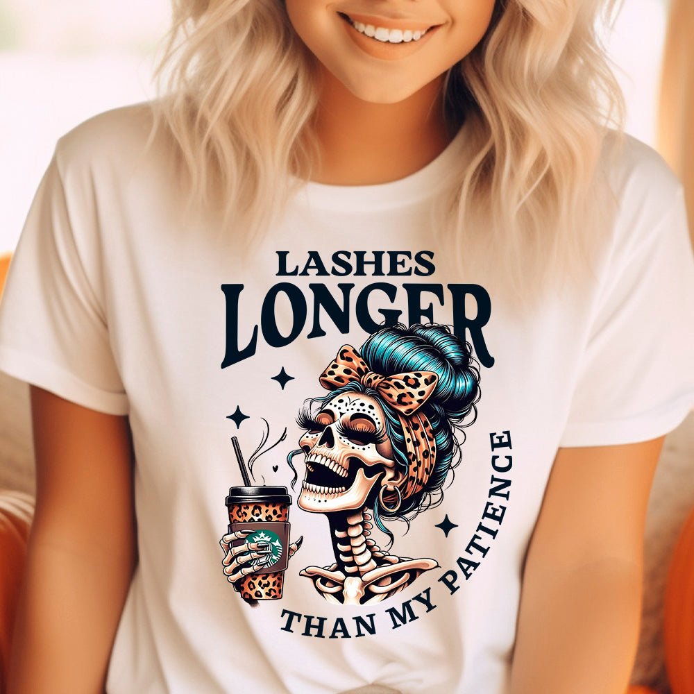 Lashes Longer Than My Patience Premium Halloween T-Shirt - Embedded Designz