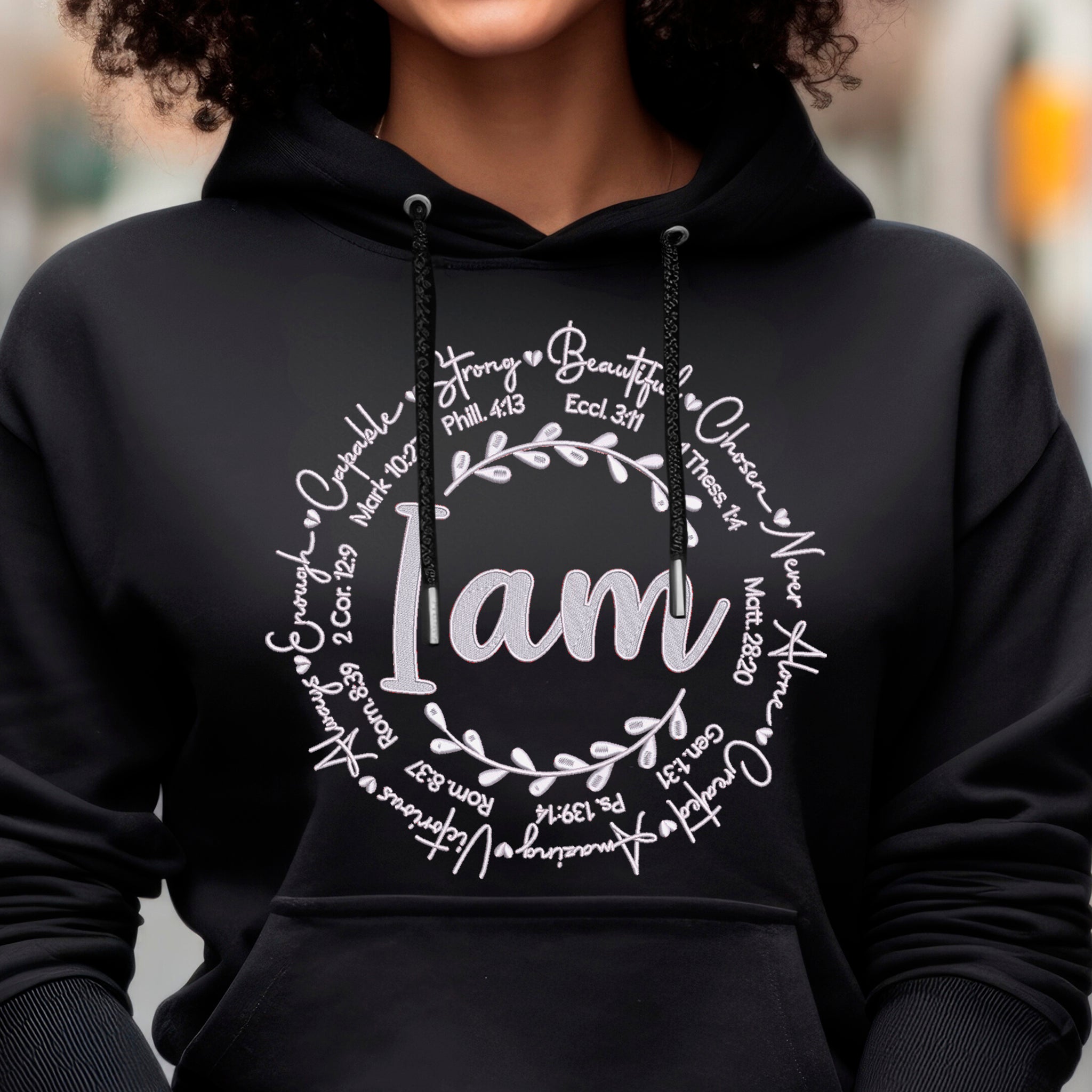 "I Am" Premium Embroidered Cotton Sweatshirt - Embedded Designz
