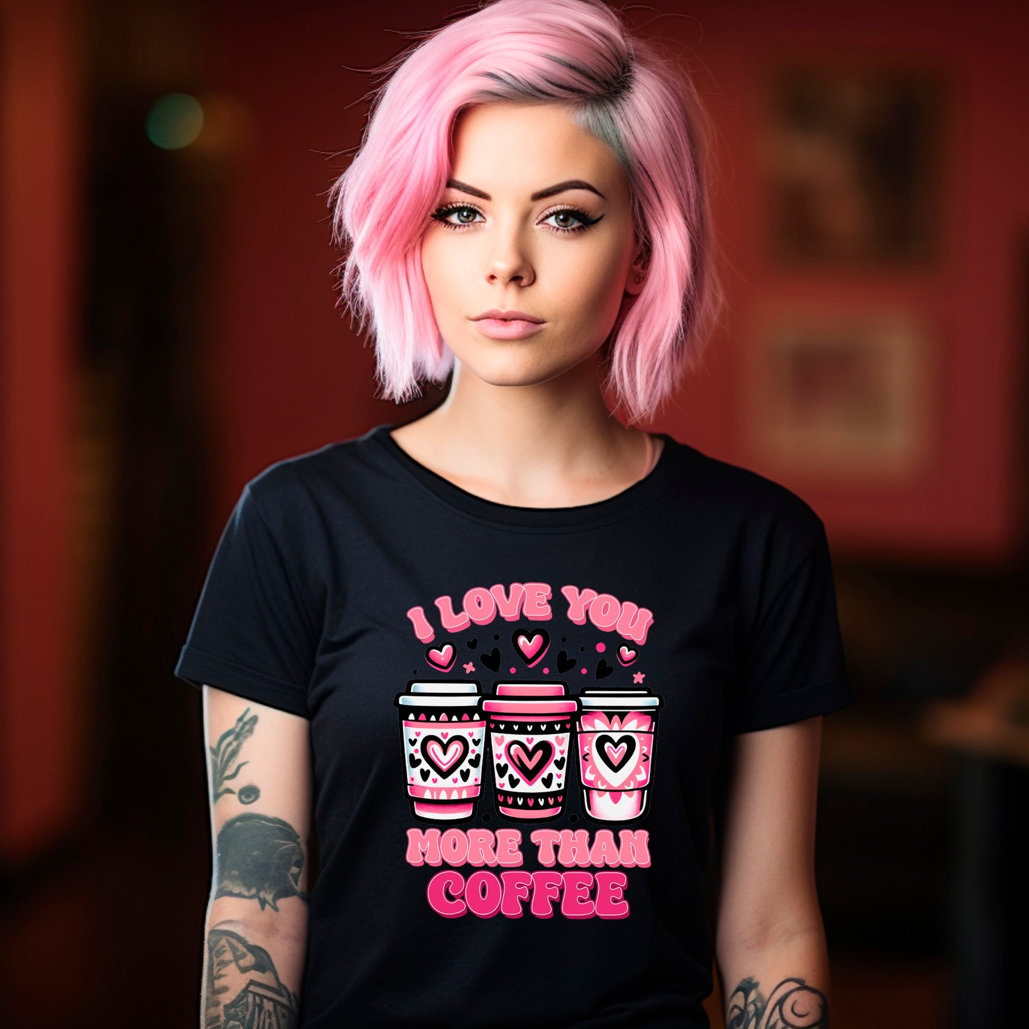 I Love You More Than Coffee Premium Valentine's T-Shirt - Embedded Designz