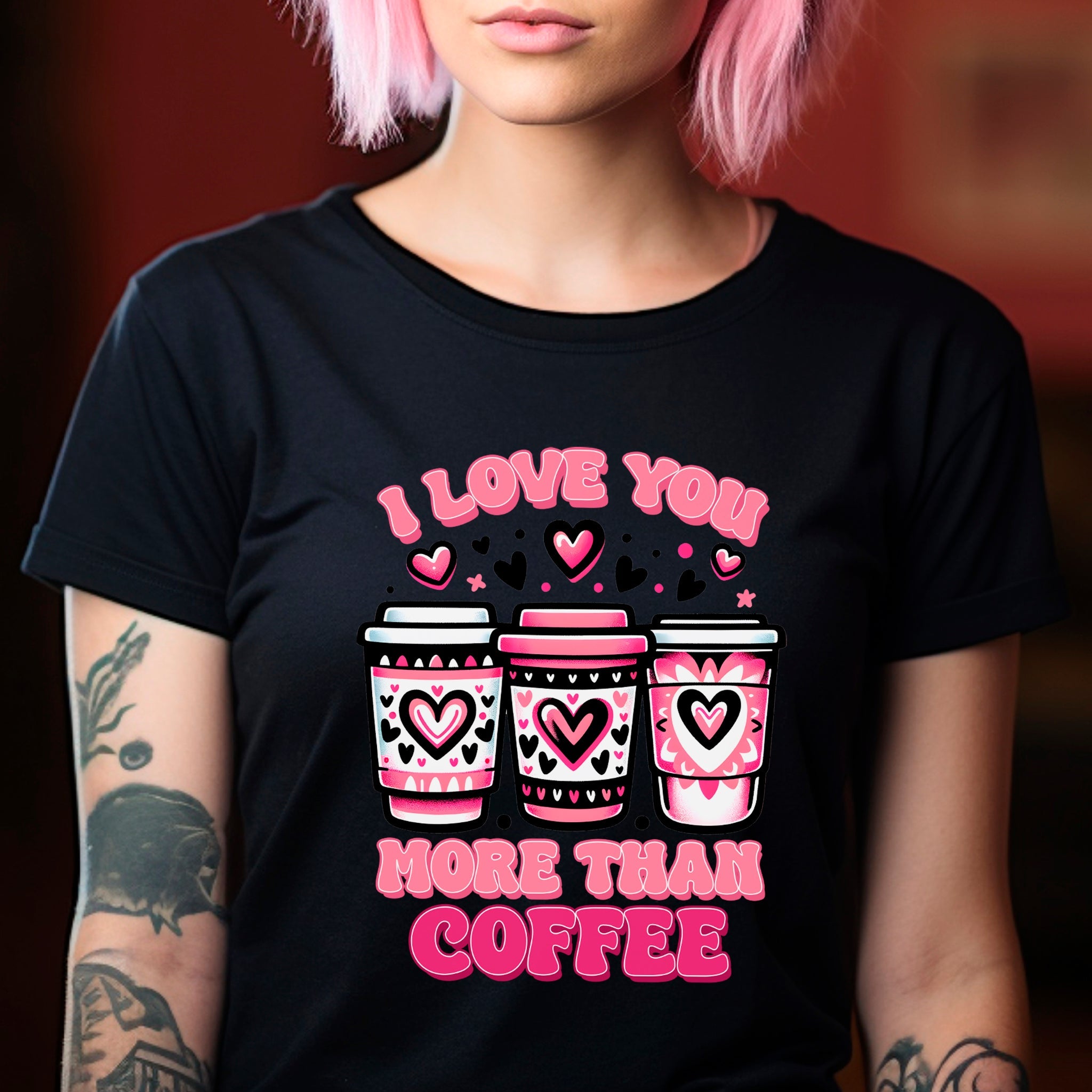 I Love You More Than Coffee Premium Valentine's T-Shirt - Embedded Designz