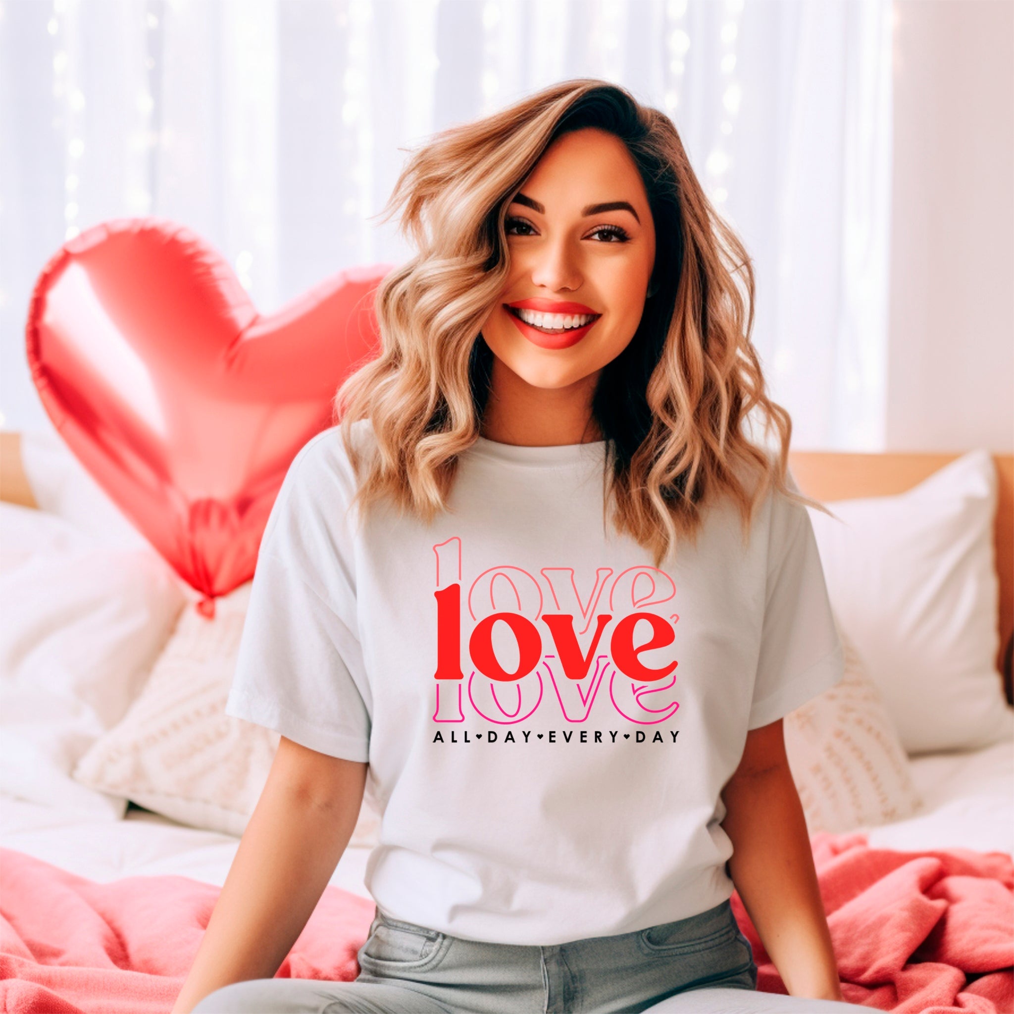 Love All Day Every Day Premium Valentine's T-Shirt - Embedded Designz